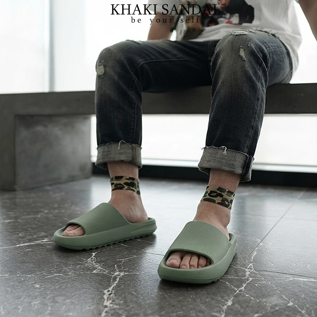 Sandal Slide Hijau Dipakai